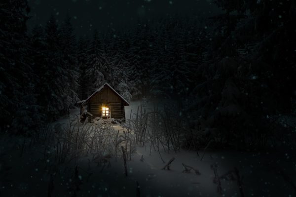 Cabin on a Winter Night