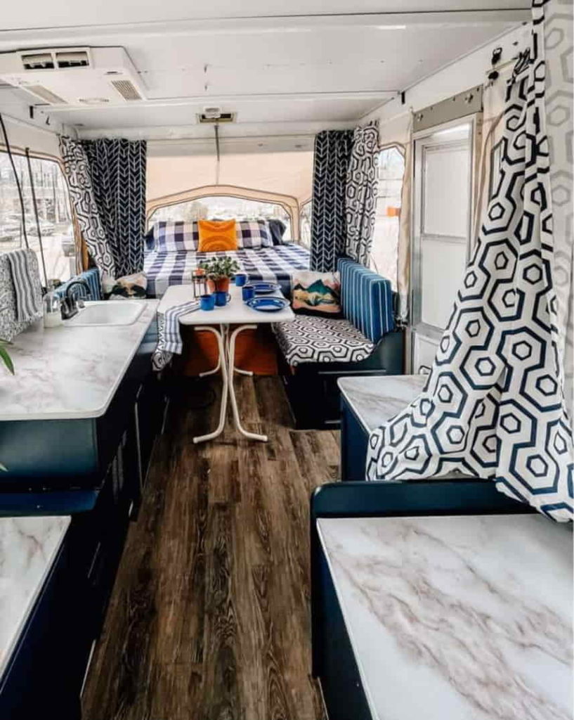 Glamourous Pop-Up Trailer Interior