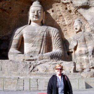 Mary World Traveler at Yungang Grottoes in China