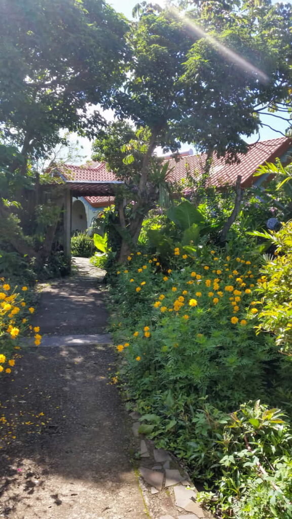 Beautiful gardens on the way to the dining room